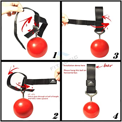 Rock Climbing Solid Training Cannonball Bomb Power Pull Up Ball Hold Grips for Straps for Finger, Forearm, Biceps, Back Muscles - color: Red (3")