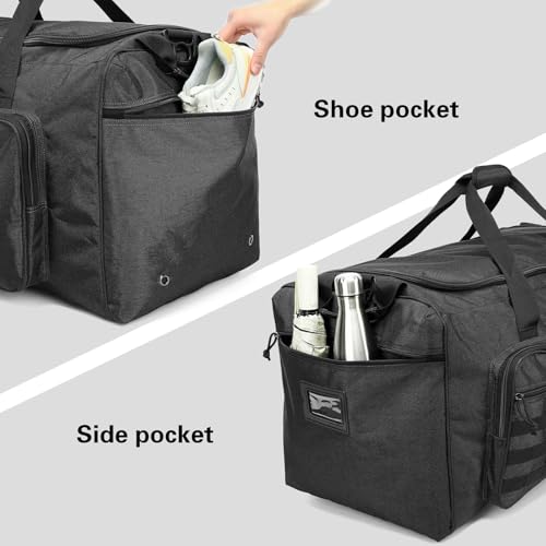 120L Extra Large Duffle Bag for Men, 32" Heavy Duty Sports Gym and Travel Duffel Bag with Shoes Compartment, Equipment Gear Bag for Football Soccer Baseball Hockey Helmets Pads, XL Giant Black - color: Black