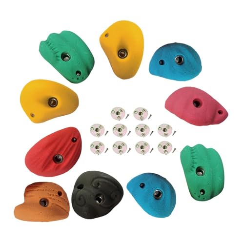 10 Pieces Rock Climbing Wall Holds Indoor Outdoor Climbing Grips Resin Material Easy Installation Textured Surface Suitable for Playground Home, with Back Nail Screw
