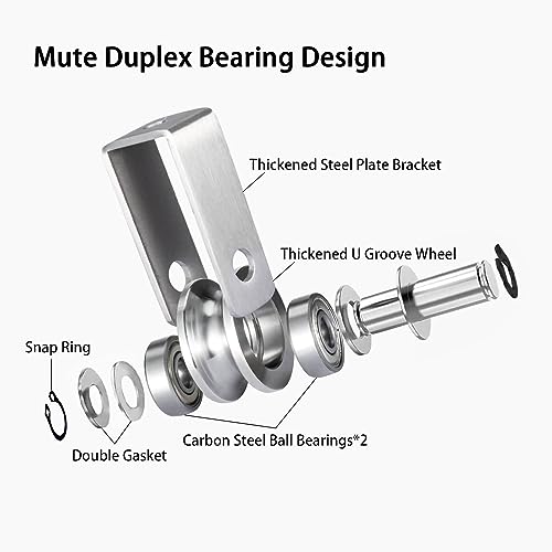 Cable Pulley Wheel Stainless Steel, Bearing Inside, Rope Pulley for Pulley System, 2 Pack - size: pulley wall-mounted