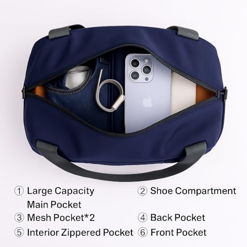 Gym Bag for Women Men with Shoe Compartment, Waterproof Small Duffle Bag for Travel, Sports, Weekend Lightweight Carry On Tote Bag (Blue) - color: Blue