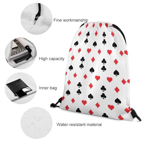 Waterproof Drawstring Bag Gym Sack Sports Backpack for Hiking Swimming Beach Yoga Gear Lightweight Unisex, Casino Poker Pattern Bags - color: Picture (22)