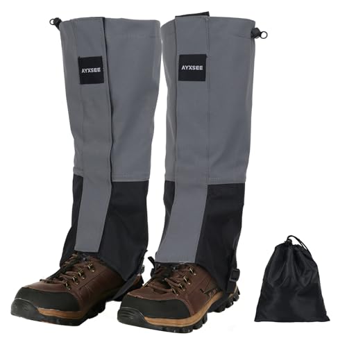 Waterproof Adjustable Hiking Gaiters for Men and Women, Snow Boots-Gaiters for Hiking in Hunting Sand Mud Mountain Climbing Snowshoeing - color: Grey