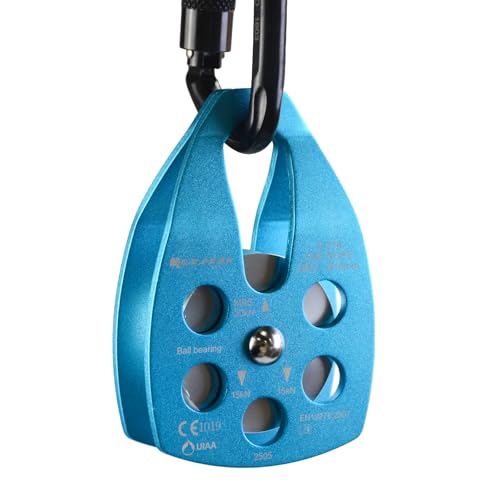 SEPEAK 30kN Large Rescue Pulley Sheave with Swing Plate CE UIAA, Portable Outdoor Climbing Pulley for Backyard Zipline,Fits Rope up to 16 mm/Holds Up to 6750lbs - color: Blue