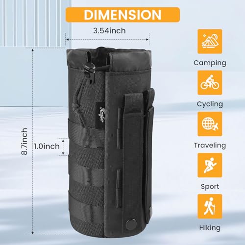 Molle Water Bottle Holder, Upgraded 1000D Nylon Tactical Molle Water Bottle Pouch, Sports Water Bottle Bag Bottom Mesh Lining Hydration Carrier for Camping, Climbing, Hiking and Travelling - color: Black-2pack