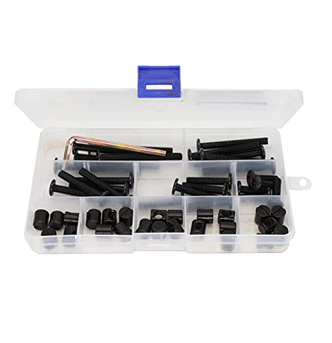 50pcs Crib Hardware Screws, M6 x 20mm/ 30mm/ 40mm/ 50mm/ 60mm Black Hex Socket Cap Bolts Barrel Nuts Assortment Kit for Cot Crib Bed Chairs - size: M6 x 20/30/40/50/60mm (50 pcs)