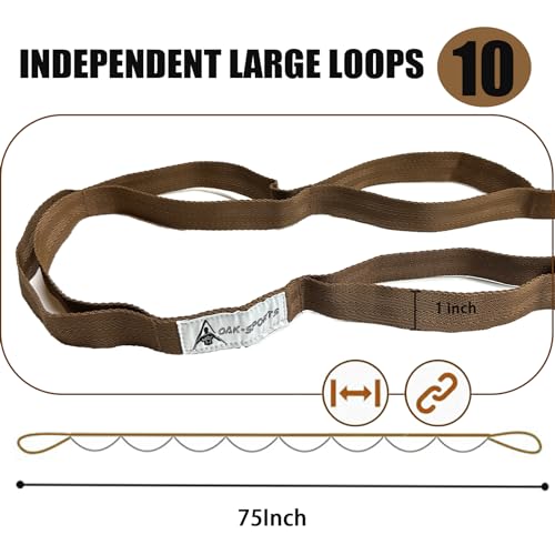 Stretching Strap Yoga Strap with Loops, Stretch Straps for Physical Therapy, Non-Elastic Exercise Strap for Pilates, Dance and Gymnastics with Workout Guide - color: Brown