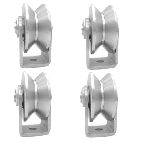 Stainless Steel V Groove Wheel Heavy Duty Pulley Smooth Rolling Door Wheels Sliding Gate Hardware High Weight Capacity Rollers Rolling Driveway Gate Bracket Rollers for Carts Furniture Machinery - size: 4pc 3inV