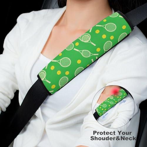 2 Piece Sports Racket Tennis Ball Car Seat Belt Pad Breathable Seat Belt Cushion for Child, Stroller Pushchair High Chair, Easy Install (No Tool) - color: Pattern 435