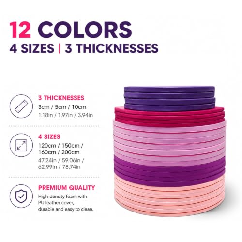 HARELA Foldable Pole Dance Mat, Safety Mat for Home Spinning Round Pole Dance Mat, Anti-Collision Cushioned PU Leather Mat for Yoga, Gymnastics, Pole Dancing - size: 150*10cm/59.1*3.9"