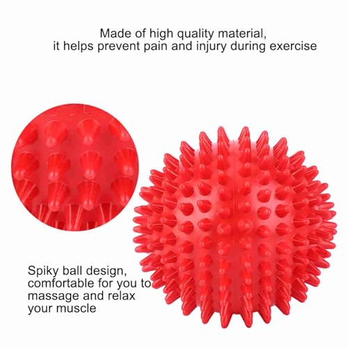 2Pcs Spiky Hard Massage Balls,Soft Spiked Manual Massager Rollers Body Spiky Balls Fitness Finger Relax Tool for Plantar Fasciitis Exercise Back Feet (Small 7.5cm) - color: Red, size: Small 7.5cm