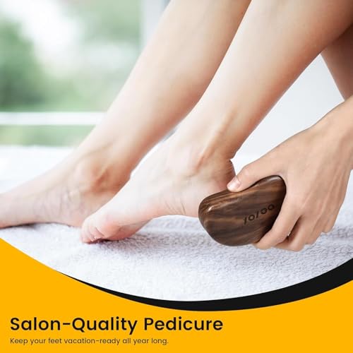 BEZOX Glass Foot File - Nano-Glass Pumice Stone Foot Scrubber, Heel File Callus Remover for Silky Smooth Feet, Portable Pedicure Tool for Summer & Vacation - Walnut Wood Handled