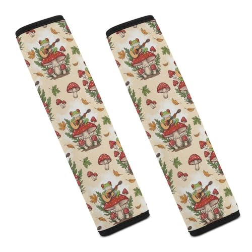 2 Pack Mushroom Funny Frog Play Guitar Seat Belt Shoulder Pad Universal Soft and Comfortable Shoulder Protector for Kids, Most Cars, Pressure Relief - color: Pattern 590