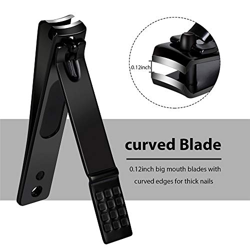 Aogeili Nail Clippers Set, Sharp Stainless Steel Fingernail & Toenail Clippers, Black Nail Cutter, 2Pcs Large and Large Size - size: Large/Large
