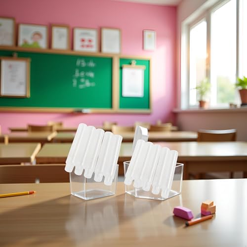 10Pcs Clear Plastic Chalk Holders Chalk Stick Holder Adjustable Cover Drawing Board Clips for Office, Writing and Correction Supplies