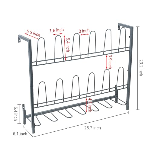MyGift Premium Urban Gray Metal Hanging Shoe Rack for Walk in Closet, Mudroom and Entryway, Wall Mounted Space Saving Organizer for Shoes and Boots, Holds 9 Pairs - color: Grey (3 Tiers, 9 Pairs)