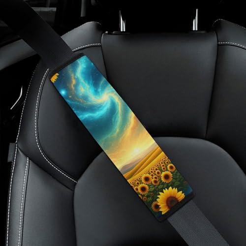 2PCS Soft Padded Car Seat Straps Shoulder Pads for Adult Use, Most Cars, Sunflower Starry Sky Shoulder Protector, Shock Absorption - color: Pattern 477