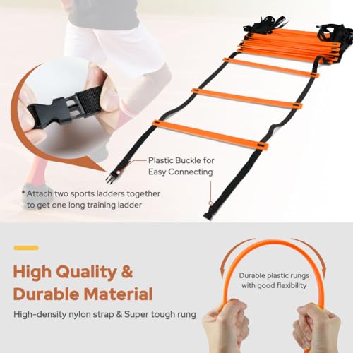 GHB Agility Ladder 1PCS Agility Cones 50PCS Hex Agility Rings 1 Pack