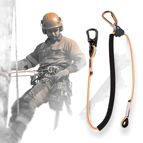 ProClimb Arborist Lanyard by Pelican Rope – 1/2 in x 12 ft Polyester, Aluminum Snap Hook, Adjustable, High Visibility, ANSI/OSHA Certified for Work Positioning, Made in the USA