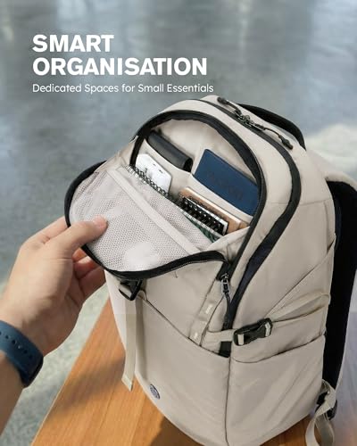 Tolaccea Daypack Backpacks Carry On 30L, Travel Backpack with Waterproof Zippers, Flight Approved Hand Luggage Casual Backpack for Men Women, Durable Bag for Work Business Hiking, Fits 15.6" Laptop - color: Kavir White