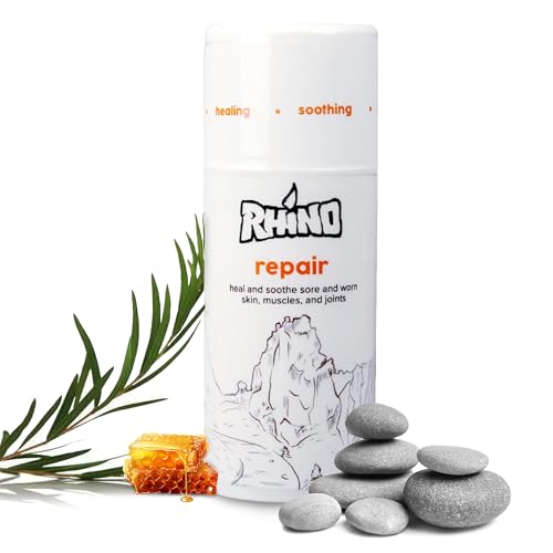 Rhino Skin Solutions Repair Cream Made for Your Adventure, Hand Repair Cream for Dry Cracked Hands, Non Greasy Hand Lotion with Honey and Tea Tree for Athletes and Workers, Made in USA (3.4 oz) - size: 3.4 Ounce (Pack of 1)