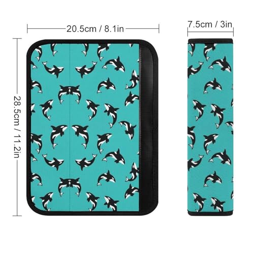 2 Pack Killer Whale Mint Green Car Seat Belt Pad Soft Padded Automotive Seat Belt Protector for Child, Stroller Pushchair High Chair, Shock Absorption - color: Pattern 1069