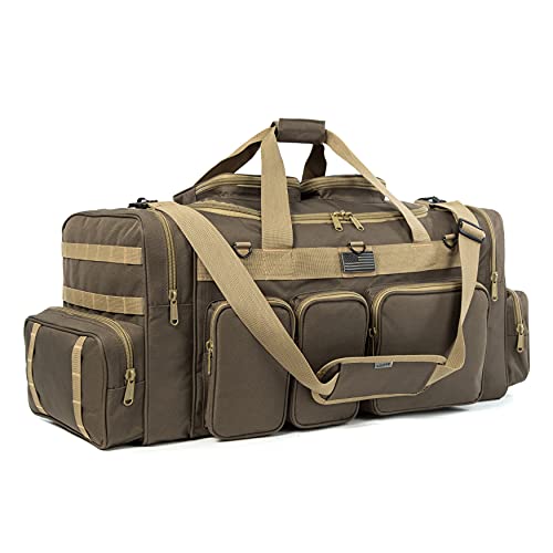 K-Cliffs Tactical Range Duffel Heavy Duty Large Gear Duffle Durable Quality Travel Sports Gym Equipment Bag Military Molle with Lockable Zippers with US Flag Patch 33 Inch Khaki - size: 33 Inch Khaki