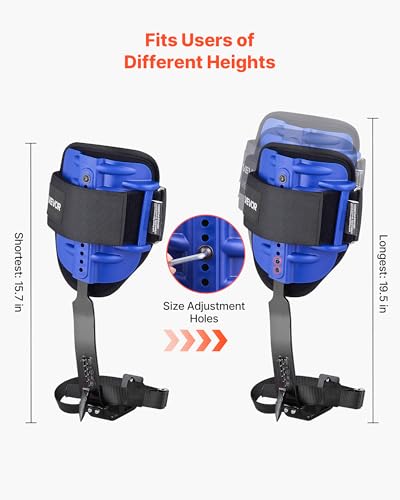 VEVOR Tree Climbing Spikes, 1 Pair Height-Adjustable Climbing Spurs, 350lbs Load Capacity Tree Climbing Gear with Straps, Arborist Equipment for Climbers, Hunting, Fruit Picking - color: Navy Blue (Basic)