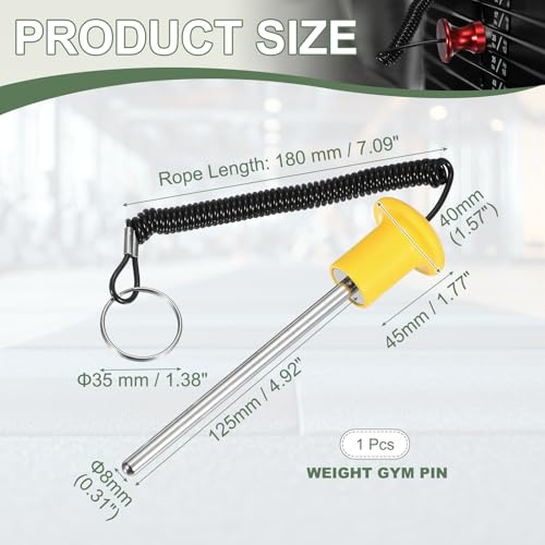 Gym Pin Weight Stack Pin Strength Training Lifting Equipment Replacement with Pull Rope Fitting for Club - color: Yellow, size: 0.3 x 4.9 Inch