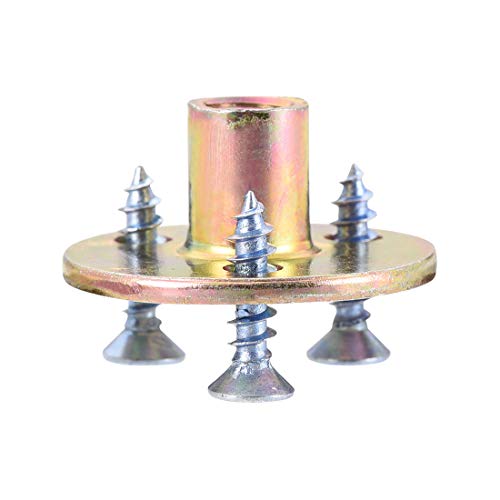 uxcell M8 Brad Hole Tee Nut Carbon Steel T-Nuts Furniture Hardware Flange Insert Female Thread with Screws 10pcs - size: M8