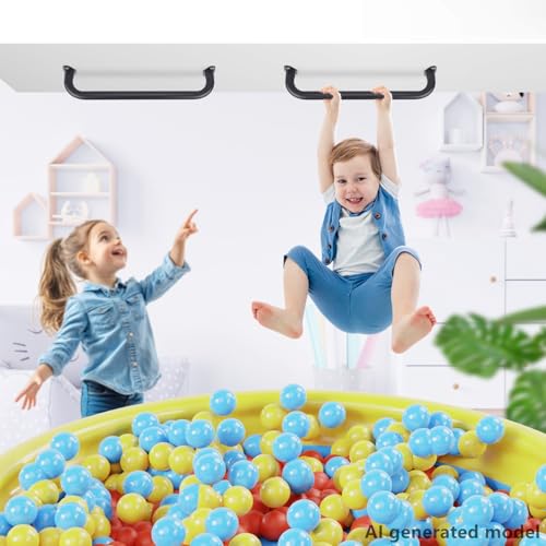 BiJun 17 Inch Monkey Bars Heavy Duty Metal Playground Handles,Black 6 Pack | Indoor Outdoor Ceiling Grab Bars,Anti-Rust Steel,300LBS Capacity,for Backyard Climbing Frame Treehouse Wall Ladder - color: Black-6pcs