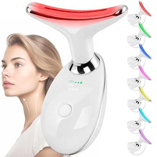 Facial Massager Face and Neck, Face 𝖲 culpting Wand Tool with 7 Color - Birthday, Christmas, Mothers Day, Valentines Day Gifts for Her Women Mom Best Friend Wife Teacher (White) - color: White