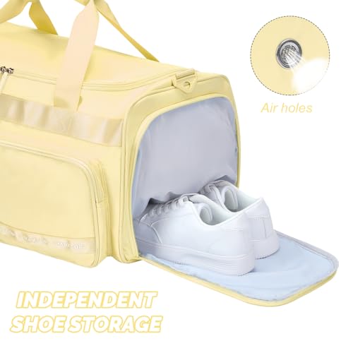 MAXTOP Gym Bag for Women Men Travel Duffle Bag Large Capacity Carry On Weekender Overnight Bag With Shoe Compartment Gym Tote Dry Wet Separation Duffel Bag for Travel - color: Yellow, style: Gym Bag