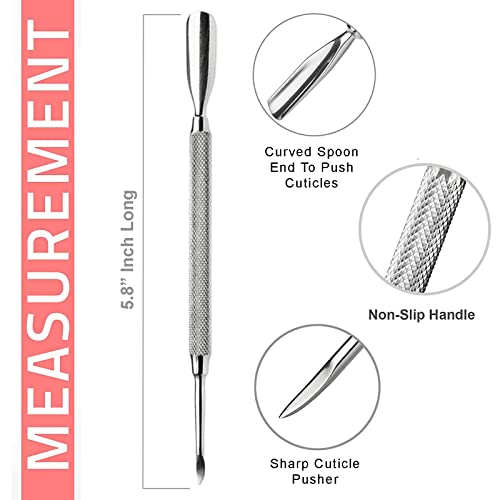 Cuticle Pusher Tools - Professional Nail Cuticle Pusher Cuticle Remover Cuticle Trimmer Spoon Shaped Nail Cleaner Dual Sided Metal Stainless Steel Manicure Pedicure for Women 4 Pack Set Krisp Beauty