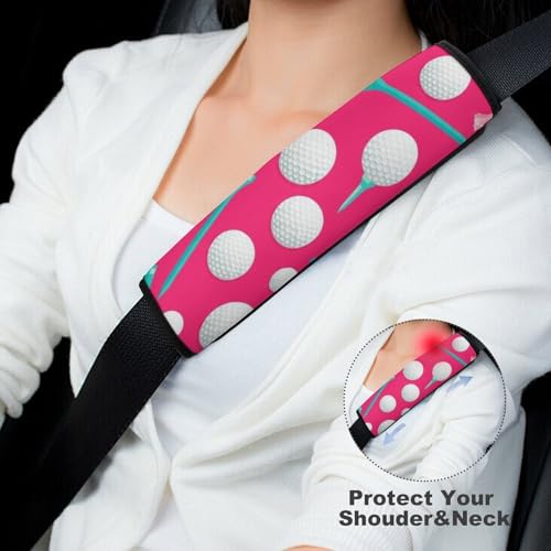 2 Pack Golf Pink Car Seat Belt Pad Soft Padded Harness Pads Strap for Child, Car Seats Pushchair Strollers High Chair Pushchair, Anti-Slip Pad - color: Pattern 489