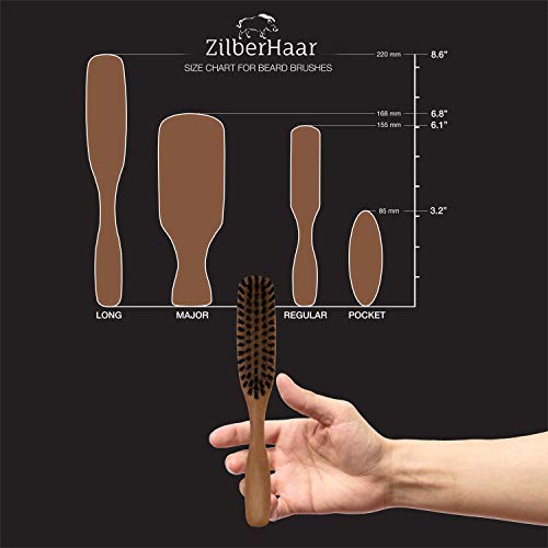 ZilberHaar Long Hair & Beard Brush - Made From Stiff First Cut Boar Bristles And Pearwood - Perfect Beard Care for Men - Works with all Beard Balms and Oils - 8.5 inches long - color: Long Stiff