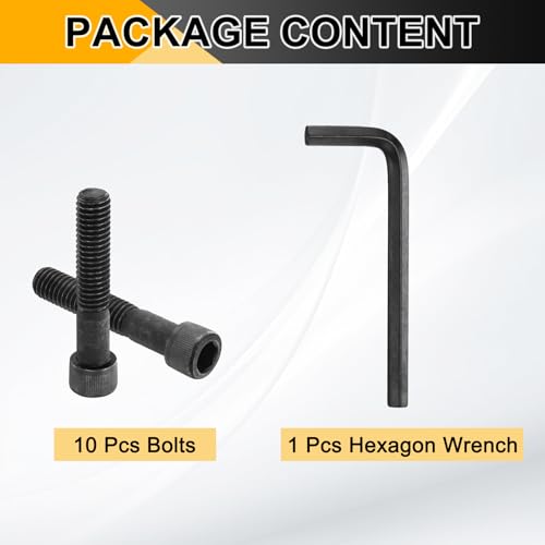 PATIKIL 3/8"-16 x 2 Socket Head Cap Screws Bolts, 10Pcs Carbon Steel Hex Head Metric Screws for Door Road Bicycle Mountain Bike Auto Ship Communication Equipment, Black - size: 3/8"-16 x 2