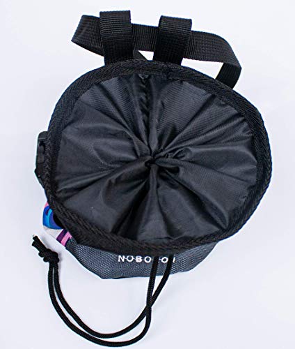 Rock Climbing Chalk Bag | Wide Opening & Fleece Lined | Removable Belt | Large Zippered Pocket | Brush Holder Loops | Bouldering, Gym, Crossfit - color: Moonrise Blue