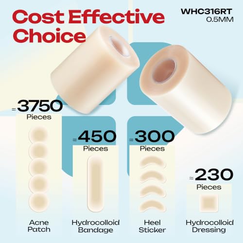 LIFARA Hydrocolloid Roll for Wound Care - Cut-to-Size, Extra Large Hydrocolloid Patch Bandages with Self-Adhesive, Waterproof, First Aid Kit Essential (3in*16ft, 19.7mil/ 0.5mm Thickness) - size: 3in*16ft, 19.7mil/ 0.5mm Thickness