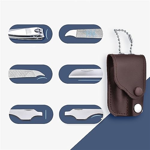 GRFIT Nail Clippers Set Nail Clipper Set with PU Leather Case, Portable Nail Cutter Travel Kit, Multifunctional Manicure Kit with Bottle Opener, Nail File and Knife Manicure Set (Color : B) - color: B