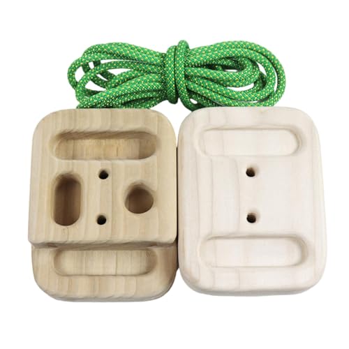 Climbing Hangboard Wooden Fingerboard Training Set (2 Boards + Rope) for Rock Climbing & Pull Up Strength
