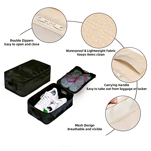 Travel Shoe Bags, Foldable Waterproof Shoe Pouches Organizer-Double Layer (2+2 Black Shoe Bags) - color: Black, size: 2+2 Packs