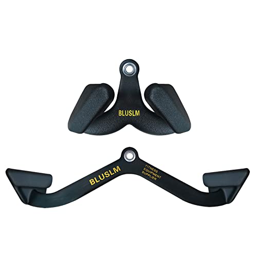 BLUSLM LAT Pull Down Bar for Cable Machine, LAT Pulldown Attachments T-bar V-bar Cable Attachment for Gym, Back Tricep Strength Training Handle - size: 2 Pieces