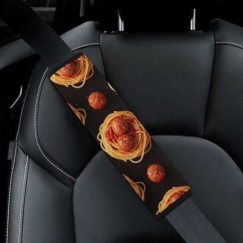Soft Padded Car Seat Straps Shoulder Pads for Elderly Support, All Vehicles, 1 Pair Italian Pasta Tomato Spaghetti Shoulder Protector Anti-Slip Pad - color: Pattern 1014