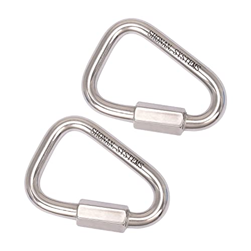 SHONAN 2.9 Inch Delta Quick Link Large Stainless Steel Triangle Quick Links Heavy Duty Triangle Carabiners Marine Grade, 2 Pack, 1535 Lbs Capacity - size: 2.9 Inch, 2 Pack(Marine Grade)