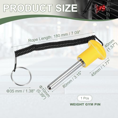 Gym Pin Weight Stack Pin Strength Training Lifting Equipment Replacement with Pull Rope Fitting for Club - color: Yellow, size: 0.4 x 3.1 Inch