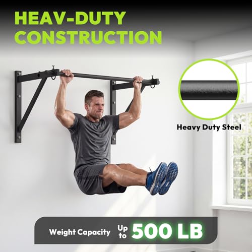 HANDBODE Wall Mounted Pull Up Bar for Doorway, 52''/36'' Chin Up Bar | 500 lb Capacity, Thickened Steel Construction, Joist Mounted - color: 52” wall mounted pull up bar