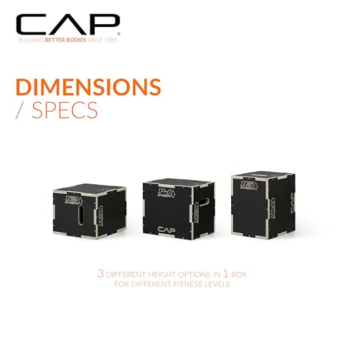 CAP Barbell 3-in-1 Plyometric Box | Multiple Styles and Sizes - size: 16in x 14in x 12in, style: NON-SLIP