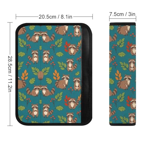 Soft Padded Car Seat Belt Pad for Child, Most Cars, 2 Piece Raccoon Seat Belt Cushion Comfortable Driving - color: Pattern 372