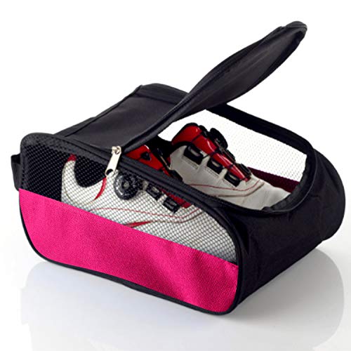 Golf Shoe Bag, Pink Golf Shoes Bags Women Outdoor Zippered Carrier Bags with Ventilation Sport Shoes Bag Travel Shoe Bags (Pink) - color: Pink
